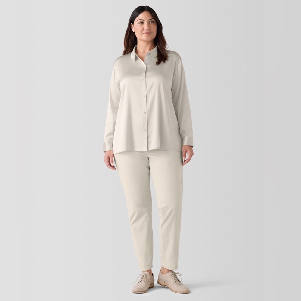 Eileen Fisher Organic Cotton Stretch Velveteen Pant in Almond Size LP